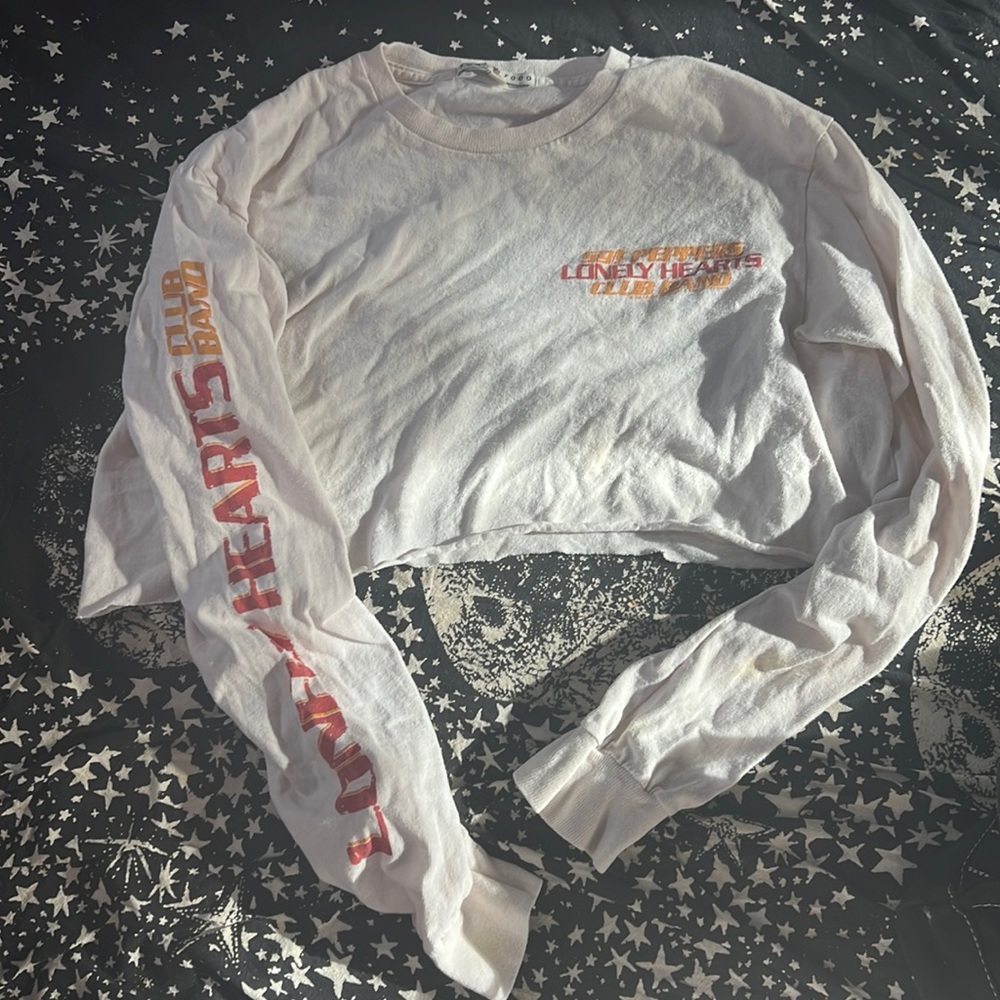 beatles thrifted crop top